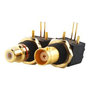 PCB板莲花母座 纯铜镀金RCA母座 RCB板BNC母座 数字同轴90°插座