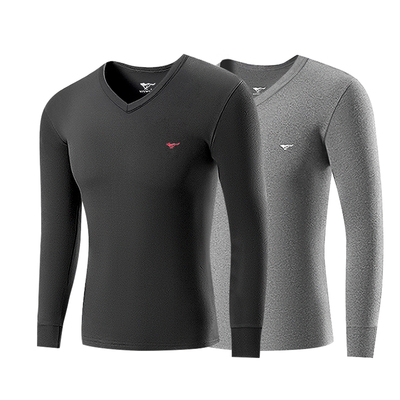 七匹狼纯棉抗菌隐形V领t保暖单衣