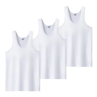 三件装三枪简约纯棉男士平纹背心