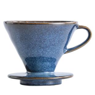 artsmal复古蓝釉陶瓷手冲咖啡滤杯 居家V60V形锥型滴滤式过滤杯子