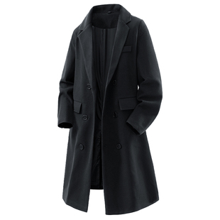 迈特优深灰色高级感毛呢大衣男款2025秋冬季长款呢子加厚风衣外套