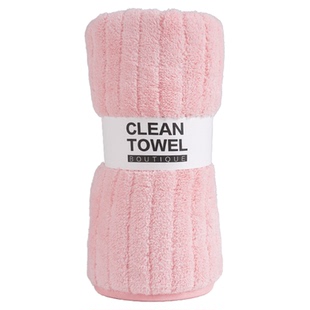 珊瑚绒包边毛巾吸水速干不掉毛面巾干发巾洗脸巾格子条纹礼品商超