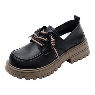 英伦风真皮小皮鞋女配裙子2025年春秋新款厚底乐福鞋白色大码单鞋