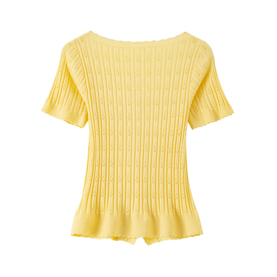 BANANACICIU领花边短袖针织T恤