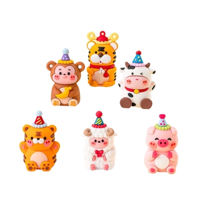 儿童派对帽老虎奶牛动物摆件