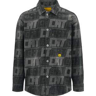 CAT卡特春季男士户外满印LOGO设计宽松牛仔夹克外套商场同款