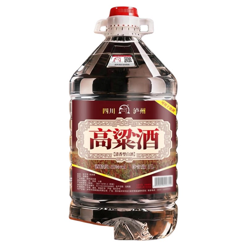 高粱酒清香型60度5L纯粮食白酒