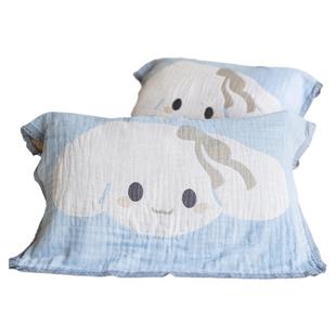 乐丁狗枕巾2024新款纯棉一对装枕头巾100全棉高档纱布儿童防头油