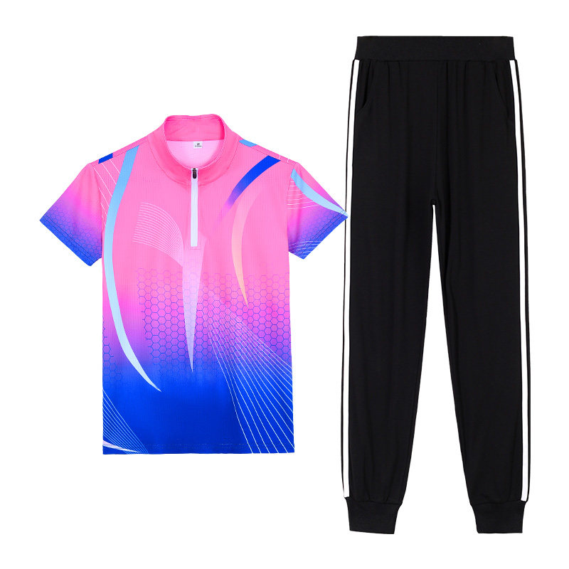 立领速干运动服套装女休闲两件套