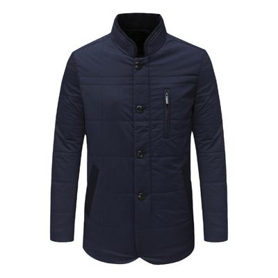 简约休闲立领藏青色棉衣