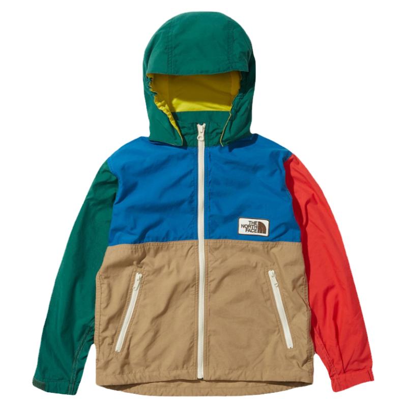 日本北面 the north face 2025秋儿童拼接色皮肤衣可拆连帽冲锋衣