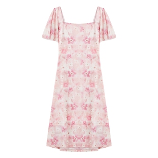 碎花好看连衣裙女方领裙子2026夏季新款休闲显瘦中长款流行连身裙