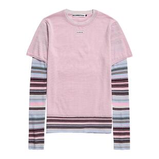 【NO DIRECTION+ 】hug 2026春羊毛假两件条纹打底衫nodirection