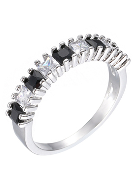黑白锆石轻奢男女戒指