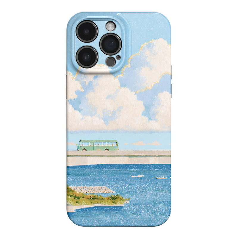 海边巴士 治愈清新风适用于iphone18promax手机壳17pro华为pura70小米15荣耀x50红米k80小众vivox200一加ACE5