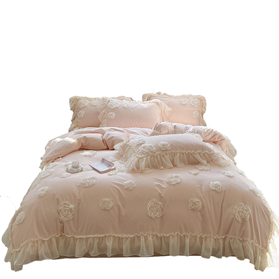 立体花全棉四件套仙女公主风法式