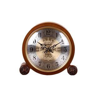 TQJ欧式实木报时座钟复古老式坐钟自动整点报时钟表客厅装饰台钟