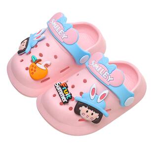 儿童洞洞鞋夏季男孩室内外软底防滑浴室洗澡小童女宝宝包头凉拖鞋