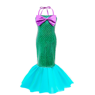 夏新迪士尼女童小美人鱼爱丽儿公主裙万圣节美人鱼Ariel cos表演