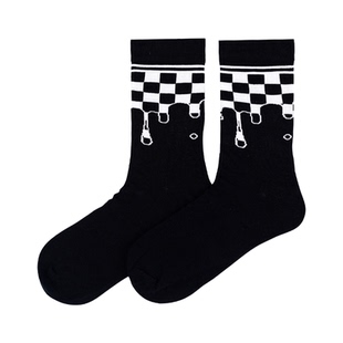 【破界开拓袜】Walki踩点黑白边界中筒袜大童袜-界限之下棋盘潮袜