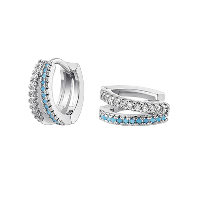 925纯银蓝色耳环女小众设计耳钉