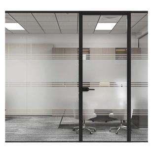 办公室玻璃贴膜过道磨砂贴纸静电透光不透人防窥条纹挡光隔断门贴