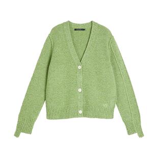 【100%绵羊毛】ELLE宽松V领毛针织开衫女2025冬季新款设计感小众