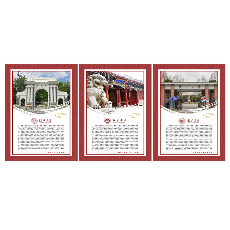 中国名校简介海报985工程大学挂图 校园文化班级励志墙面装饰贴画