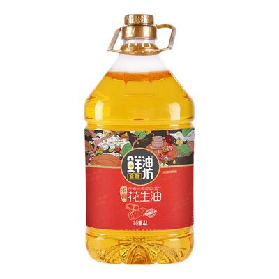 金胜鲜油坊物理压榨一级花生油4L家用桶装食用油