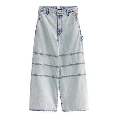 sly低腰设计水洗阔腿工装牛仔裤