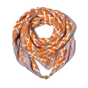 新款磁吸扣丝巾女薄款方巾冬季围巾围脖装饰时尚百搭护颈磁扣小方