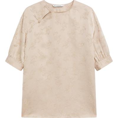 【新中式】播盘扣圆领淡人短袖衬衫女商场同款宽松上衣BDR2HD1396