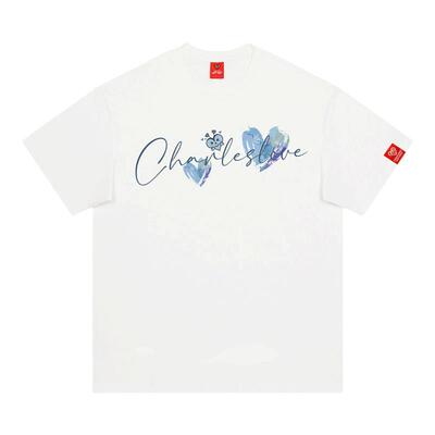 查尔斯桃心手绘涂鸦纯棉短袖t恤