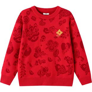 巴拉巴拉儿童针织衫宝宝毛衣男童女童打底秋冬季款一家三口亲子装