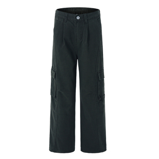 SHAPOES春秋季男生纯棉直筒宽松工装裤潮男士重磅水洗休闲长裤子