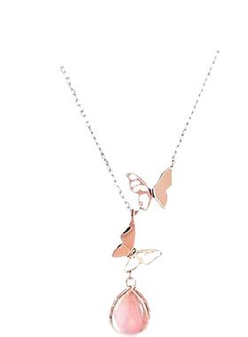 「粉玉髓蝴蝶」简约高级感锁骨链