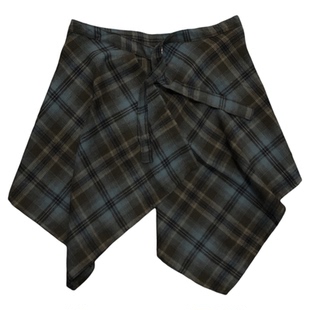 爵士风穿搭罩衫不规则渐变格子下摆女生防走光系带叠穿屁帘腰封男