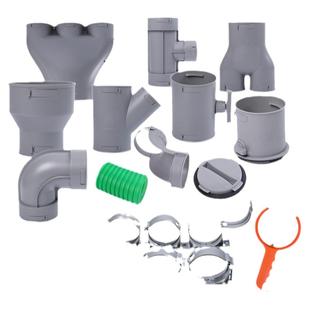 新风系统PE管配件直接90度弯头75 110软PE管分风箱斜三通风阀