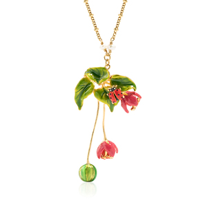 春夏清新小西瓜花朵项链珐琅瓢虫吊坠轻奢小众ins锁骨链生日礼物