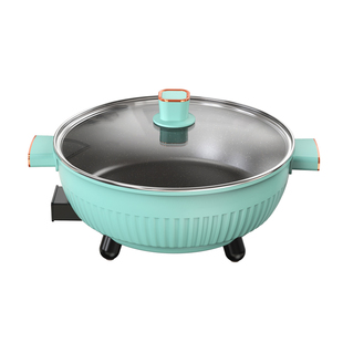 巧思乐鸳鸯电火锅家用多功能涮煮锅电热炒锅蒸煎锅不粘锅8L大容量