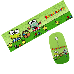 新款keroppi大眼蛙青蛙卡通笔记本电脑仓颉码有线无线键盘鼠标