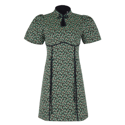 固执中式提花碎花小个子改良旗袍