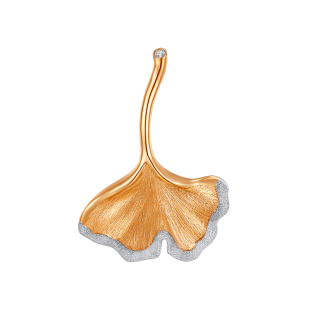 【Ree】 一叶知秋·银杏。特殊拉丝工艺18k黄金白金叶子耳钉 耳环