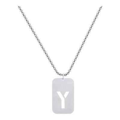 不掉色项链男钛钢字母吊坠钛钢