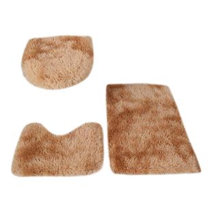 扎染长毛绒地毯马桶座套三件套U型脚垫坐便盖套浴室防滑吸水套装