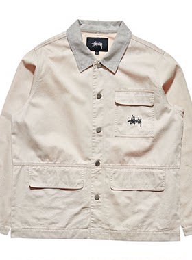 澳版Stussy demin chore coat工装刺绣LOGO夹克风衣外套情侣休闲
