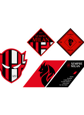 赤红热血米兰milan汽车贴纸内饰
