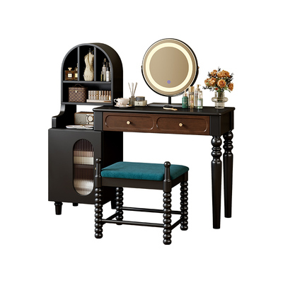 法式中古风实木梳妆台斗柜一体
