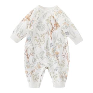 新生儿婴儿衣服春秋季ins风哈衣春季初生儿和尚服四季宝宝连体衣