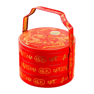 徐福记新年礼盒三层提篮铁盒656g巧克力酥心糖果金币元宝团购优惠